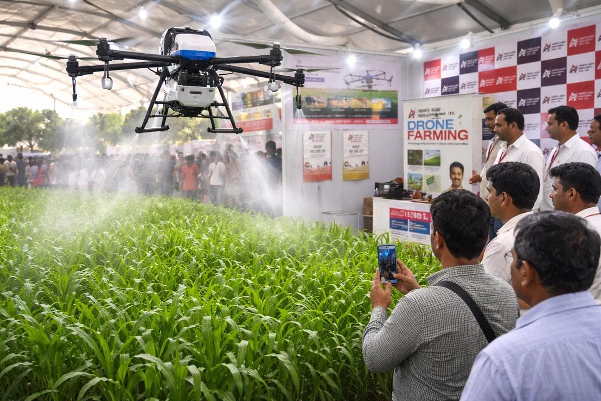 पुणे कृषी प्रदर्शनातील ड्रोन फार्मिंग – स्मार्ट शेतीचे भविष्य